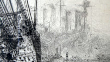 Load image into Gallery viewer, William Lionel Wyllie (1851 – 1931) HMS Victory in Portsmouth Dockyard. Pencil Signed Etching
