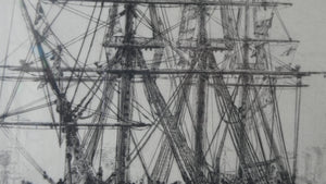 William Lionel Wyllie (1851 – 1931) HMS Victory in Portsmouth Dockyard. Pencil Signed Etching