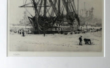 Load image into Gallery viewer, William Lionel Wyllie (1851 – 1931) HMS Victory in Portsmouth Dockyard. Pencil Signed Etching
