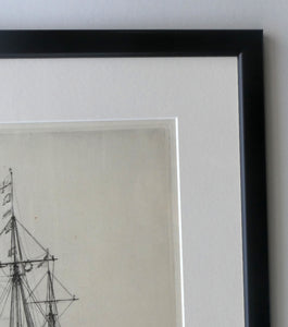 William Lionel Wyllie (1851 – 1931) HMS Victory in Portsmouth Dockyard. Pencil Signed Etching