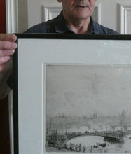 Load image into Gallery viewer, ORIGINAL ETCHING: William Lionel Wyllie (1851 – 1931)  IMAGINARY W.L. BRIDGE with St Paul&#39;s in the Distance

