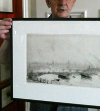 Load image into Gallery viewer, ORIGINAL ETCHING: William Lionel Wyllie (1851 – 1931)  IMAGINARY W.L. BRIDGE with St Paul&#39;s in the Distance
