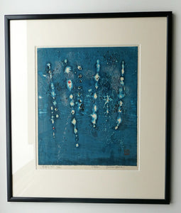 JOICHI HOSHI (1913 - 1979). Japanese Print Entitled "Necklace D", Colour Woodcut on paper with red seal mark.; 1964