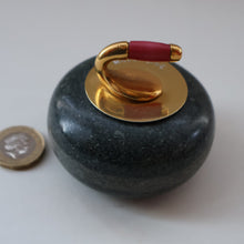 Load image into Gallery viewer, Sweet Little Miniature SCOTTIH GRANITE Curling Stone Desk Ornament or Paperweight
