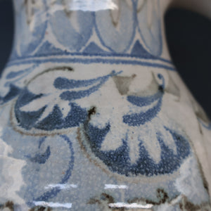 Large Aldermaston Pottery Tin-Glaze Pottery Jug or Pitcher with Hand Painted Hunting Pattern.  Signed by Andrew Hazeldean