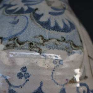 Large Aldermaston Pottery Tin-Glaze Pottery Jug or Pitcher with Hand Painted Hunting Pattern.  Signed by Andrew Hazeldean