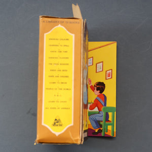 Very Rare Set of MURRAY'S My Learn and Know Books (Treasure Hour). 12 Miniature Books in the Rare Box Shaped Like a Mid Century School Room