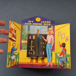 Very Rare Set of MURRAY'S My Learn and Know Books (Treasure Hour). 12 Miniature Books in the Rare Box Shaped Like a Mid Century School Room