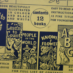 Very Rare Set of MURRAY'S My Learn and Know Books (Treasure Hour). 12 Miniature Books in the Rare Box Shaped Like a Mid Century School Room