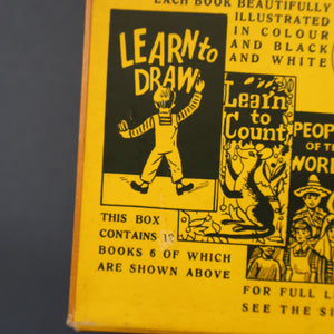Very Rare Set of MURRAY'S My Learn and Know Books (Treasure Hour). 12 Miniature Books in the Rare Box Shaped Like a Mid Century School Room