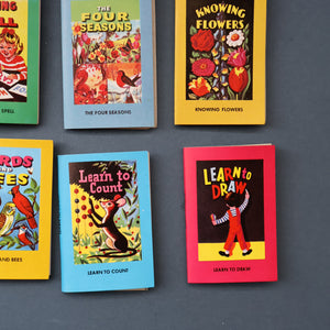Very Rare Set of MURRAY'S My Learn and Know Books (Treasure Hour). 12 Miniature Books in the Rare Box Shaped Like a Mid Century School Room