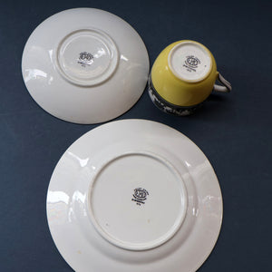Vintage 1930s ART DECO Foley China SILHOUETTE Pattern Trio (Cup, Saucer and Side Plate)