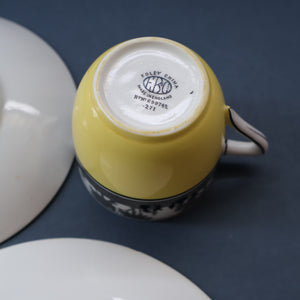 Vintage 1930s ART DECO Foley China SILHOUETTE Pattern Trio (Cup, Saucer and Side Plate)
