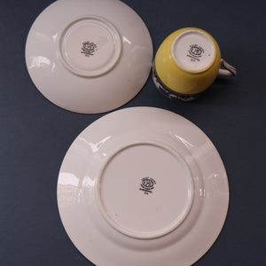 Vintage 1930s ART DECO Foley China SILHOUETTE Pattern Trio (Cup, Saucer and Side Plate)