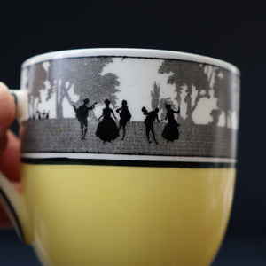 Vintage 1930s ART DECO Foley China SILHOUETTE Pattern Trio (Cup, Saucer and Side Plate)