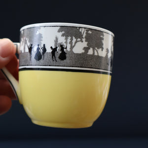 Vintage 1930s ART DECO Foley China SILHOUETTE Pattern Trio (Cup, Saucer and Side Plate)