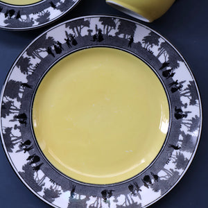Vintage 1930s ART DECO Foley China SILHOUETTE Pattern Trio (Cup, Saucer and Side Plate)