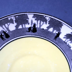 Vintage 1930s ART DECO Foley China SILHOUETTE Pattern Trio (Cup, Saucer and Side Plate)
