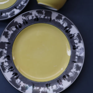 Vintage 1930s ART DECO Foley China SILHOUETTE Pattern Trio (Cup, Saucer and Side Plate)