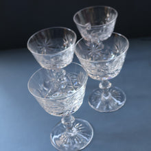 Load image into Gallery viewer, EDINBURGH CRYSTAL. Set of FOUR Champagne Coupes / Tall Sherbet Glasses. STAR OF EDINBURGH Pattern: 5 1/8 inches 

