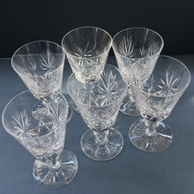 Load image into Gallery viewer, SIX Vintage 1960s Edinburgh Port or Sherry Glasses. STAR OF EDINBURGH Pattern. 5 inches
