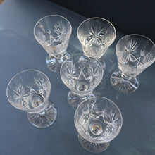 Load image into Gallery viewer, SIX Vintage 1960s Edinburgh Port or Sherry Glasses. STAR OF EDINBURGH Pattern. 5 inches
