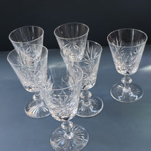 Load image into Gallery viewer, SIX Vintage 1960s Edinburgh Port or Sherry Glasses. STAR OF EDINBURGH Pattern. 5 inches
