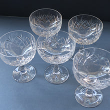 Load image into Gallery viewer, Vintage EDINBURGH CRYSTAL Champagne Coupes / Sorbet Dishes with Stylish &amp; Rarer LOCHIEL Pattern. 4 1/2 inches
