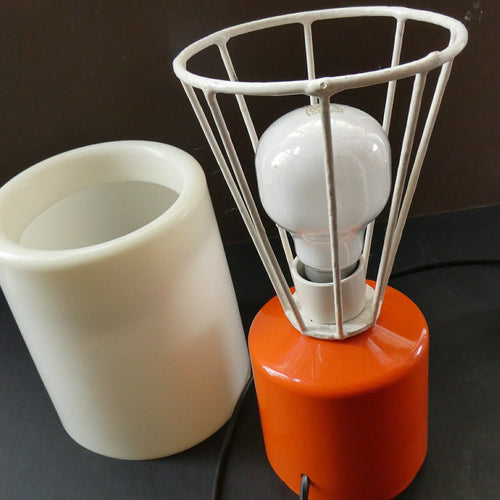 1960s Orange and White Plastic Table Bedside Lamp