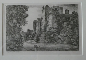 Antique Scottish Etching. John Clerk of Eldin Craigmillar Castle 1776 Framed