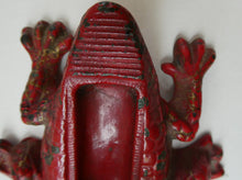 Load image into Gallery viewer, Antique Cast Iron Toad Match Safe or Vesta - with Original Red Paint &amp; Registration Mark 
