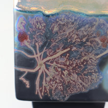 Load image into Gallery viewer, SCOTTISH POTTERY. 1980s Margery Clinton Cube Shape Footed Pot with Fine Lustre Glazes
