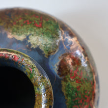 Load image into Gallery viewer, STUDIO POTTERY. Collectable 1980s Squat Vase with Stunning Lustre Glazes by Tony Laverick (b.1961). SIGNED
