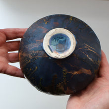 Load image into Gallery viewer, STUDIO POTTERY. Collectable 1980s Squat Vase with Stunning Lustre Glazes by Tony Laverick (b.1961). SIGNED
