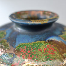 Load image into Gallery viewer, STUDIO POTTERY. Collectable 1980s Squat Vase with Stunning Lustre Glazes by Tony Laverick (b.1961). SIGNED
