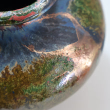 Load image into Gallery viewer, STUDIO POTTERY. Collectable 1980s Squat Vase with Stunning Lustre Glazes by Tony Laverick (b.1961). SIGNED
