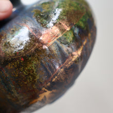 Load image into Gallery viewer, STUDIO POTTERY. Collectable 1980s Squat Vase with Stunning Lustre Glazes by Tony Laverick (b.1961). SIGNED
