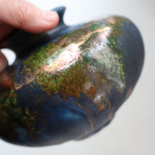 Load image into Gallery viewer, STUDIO POTTERY. Collectable 1980s Squat Vase with Stunning Lustre Glazes by Tony Laverick (b.1961). SIGNED
