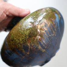 Load image into Gallery viewer, STUDIO POTTERY. Collectable 1980s Squat Vase with Stunning Lustre Glazes by Tony Laverick (b.1961). SIGNED
