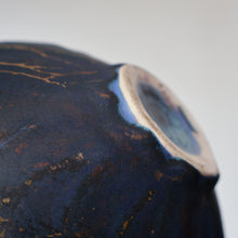 Load image into Gallery viewer, STUDIO POTTERY. Collectable 1980s Squat Vase with Stunning Lustre Glazes by Tony Laverick (b.1961). SIGNED
