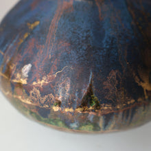 Load image into Gallery viewer, STUDIO POTTERY. Collectable 1980s Squat Vase with Stunning Lustre Glazes by Tony Laverick (b.1961). SIGNED
