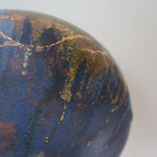 Load image into Gallery viewer, STUDIO POTTERY. Collectable 1980s Squat Vase with Stunning Lustre Glazes by Tony Laverick (b.1961). SIGNED
