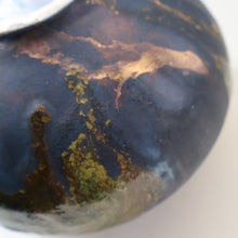 Load image into Gallery viewer, STUDIO POTTERY. Collectable 1980s Squat Vase with Stunning Lustre Glazes by Tony Laverick (b.1961). SIGNED
