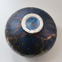 Load image into Gallery viewer, STUDIO POTTERY. Collectable 1980s Squat Vase with Stunning Lustre Glazes by Tony Laverick (b.1961). SIGNED
