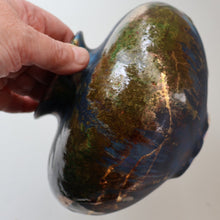 Load image into Gallery viewer, STUDIO POTTERY. Collectable 1980s Squat Vase with Stunning Lustre Glazes by Tony Laverick (b.1961). SIGNED
