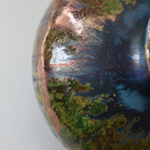 Load image into Gallery viewer, STUDIO POTTERY. Collectable 1980s Squat Vase with Stunning Lustre Glazes by Tony Laverick (b.1961). SIGNED
