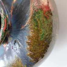Load image into Gallery viewer, STUDIO POTTERY. Collectable 1980s Squat Vase with Stunning Lustre Glazes by Tony Laverick (b.1961). SIGNED

