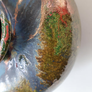 STUDIO POTTERY. Collectable 1980s Squat Vase with Stunning Lustre Glazes by Tony Laverick (b.1961). SIGNED