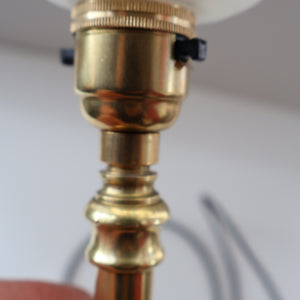 Stylish 1920s / 1930s Decorative Brass Table Lamp with Glass Shade. Re-wired