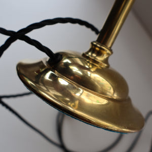 Stylish 1920s / 1930s Decorative Brass Table Lamp with Glass Shade. Re-wired